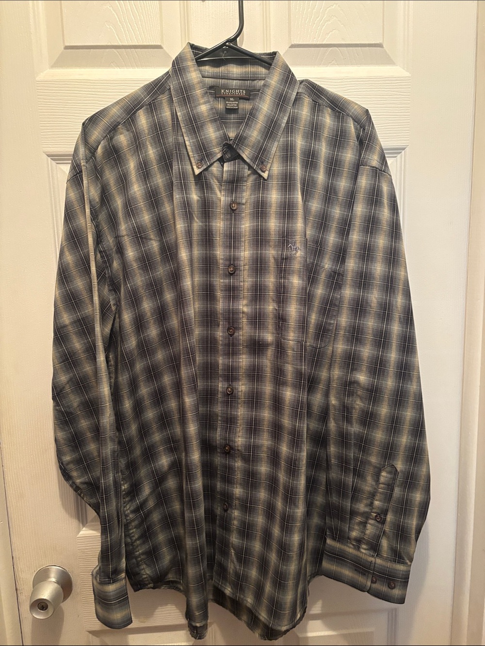 Men's Blue and Gray Plaid Button-Down Shirt